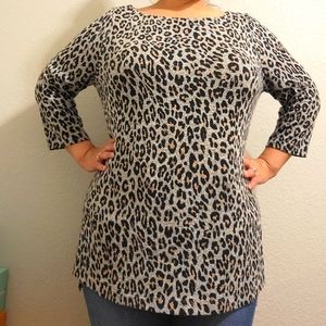Lane Bryant Gray Leopard Print Tunic Sweater Large